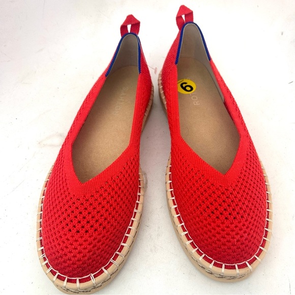 Rothy's The Espadrille Flats Red Hot Size 9 Jute Midsole NWOB No Ankle Laces - Picture 2 of 9